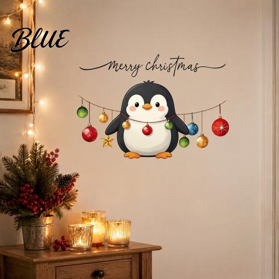 Creative Gift for Kids Christmas Cute Penguin Wall Sticker Merry Cartoon Animal Art Decal Decals Removable Peel And Stick Murals Room Bedroom,