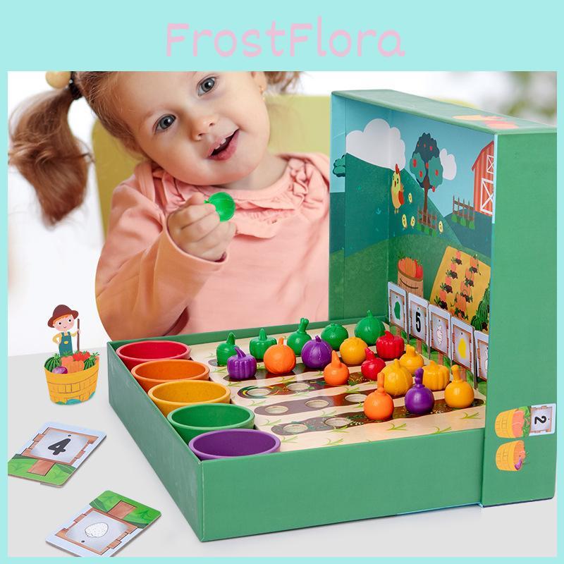 Wooden Fruit Vegetable Farm Color Recognition Educational Toy For Kids Preschool Learning