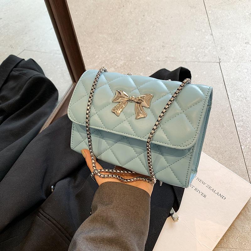 Geantă de umăr nouă la modă în stil parfum mic, în formă de diamant, cu lanț, versiune coreeană, simplă, crossbody, geantă pătrată mică pentru femei