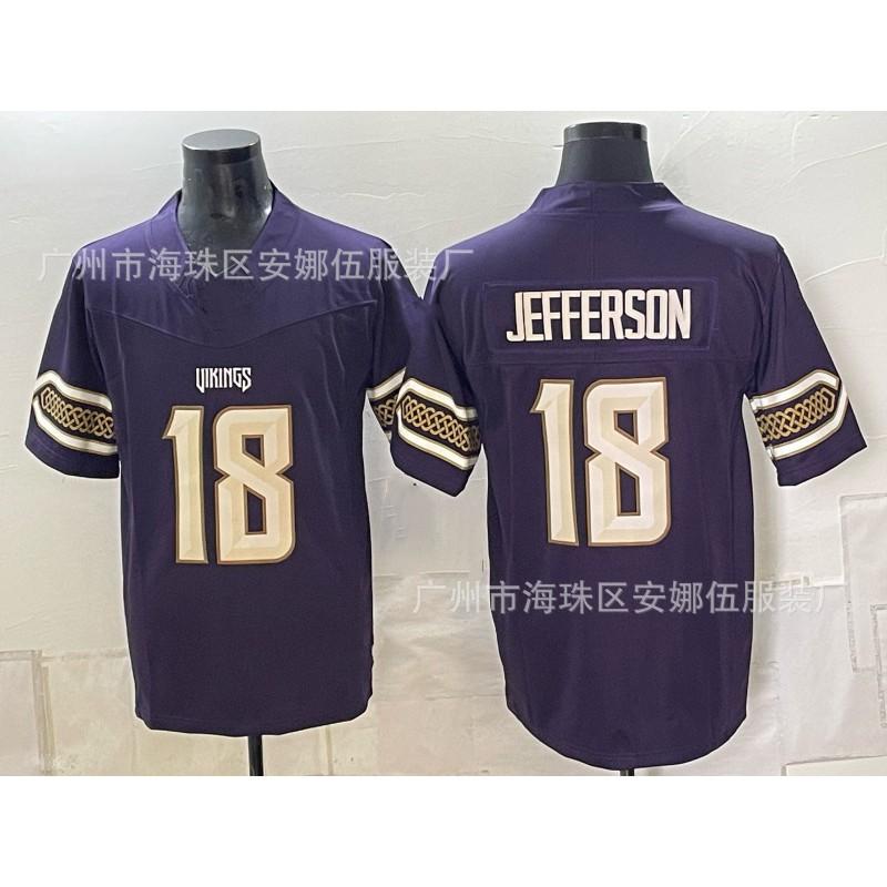 2026 Vikings Fotbalový dres 22 18 Krátký rukáv Vyšívaný Tým Sportovní košile