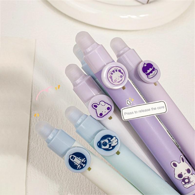 4Pcs Erasable Gel Pen Cartoon Gel Pen 0.5mm Tip Smooth To Write Quick Dry Retractable Gel Pen for Writing Journaling