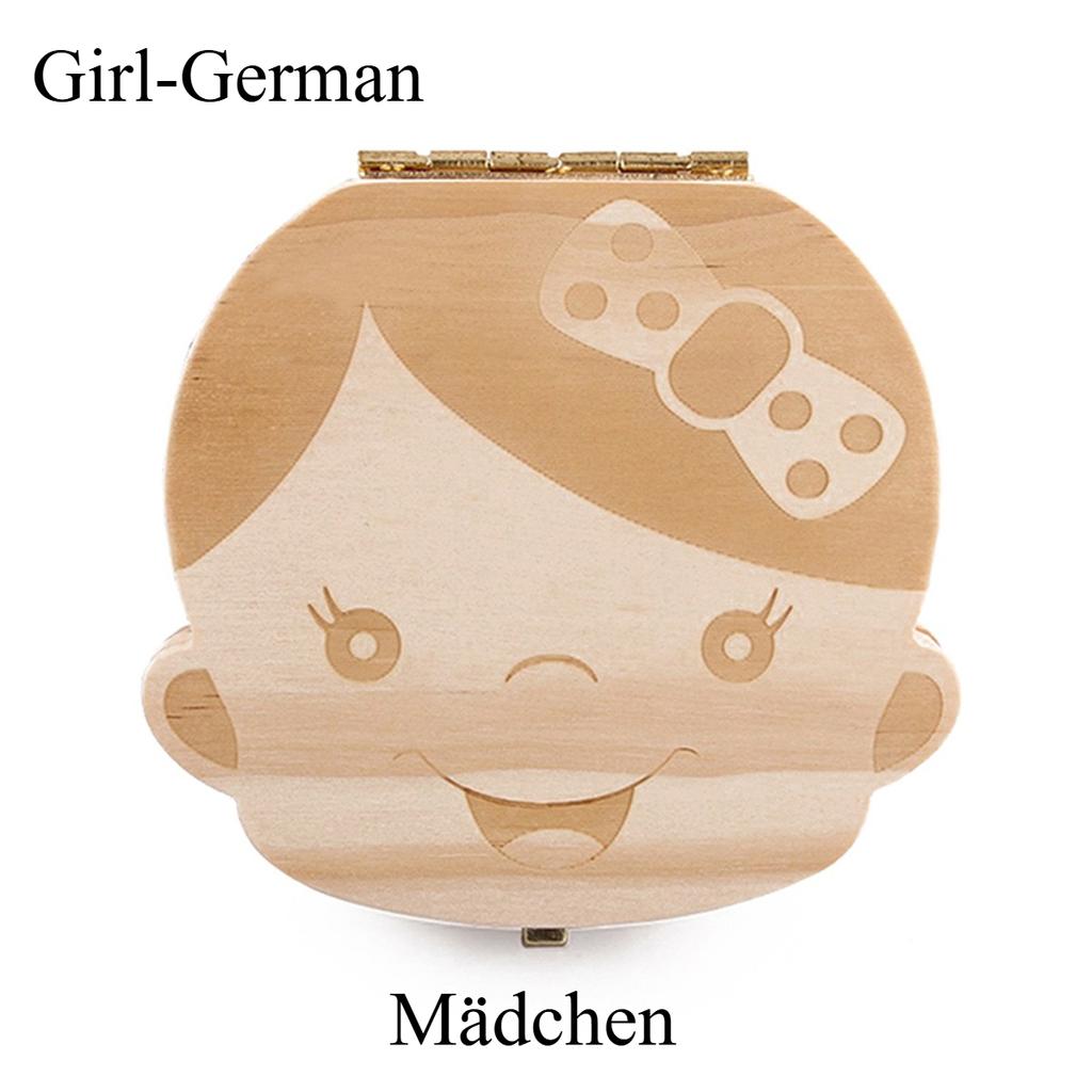 Teeth Baby Box Spanish English Wooden Lanugo Box Kid Teeth Storage Organizer Children Souvenirs Gifts For Boy Girl French German