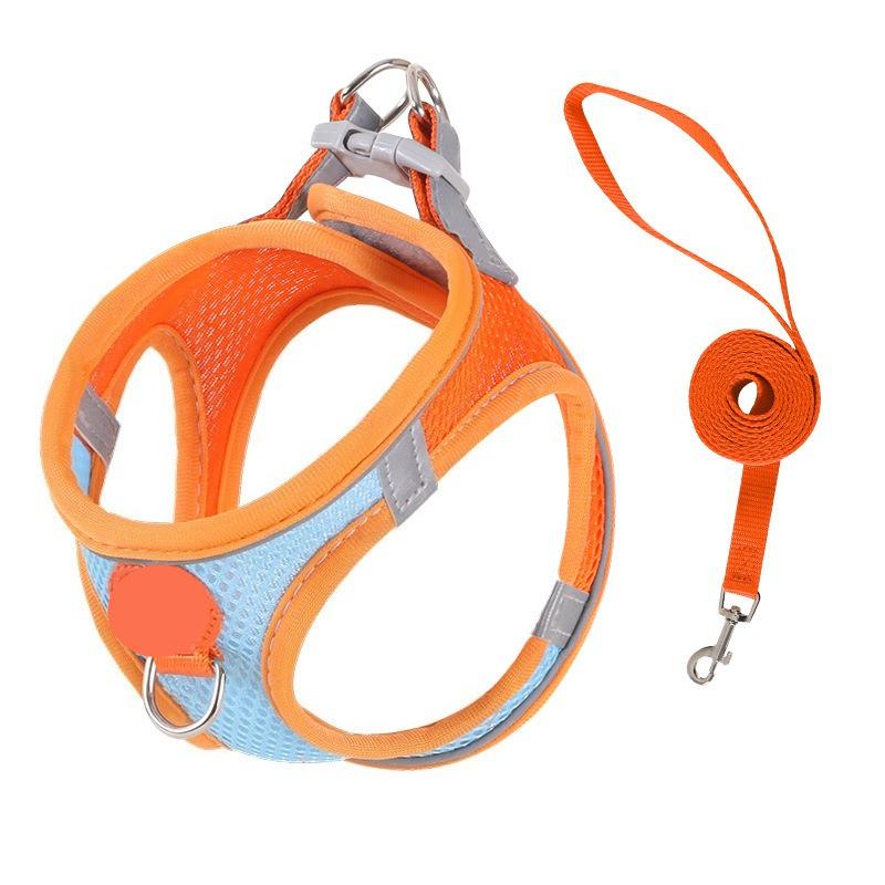 

Night Reflective Safety Rope Prevent Breaking Free From Pet Leash Small and Medium-sized Cats and Dogs Going Out with Anti Loss Ropes Pet Harness S Within 2-3kg 1.5m помаранчевий