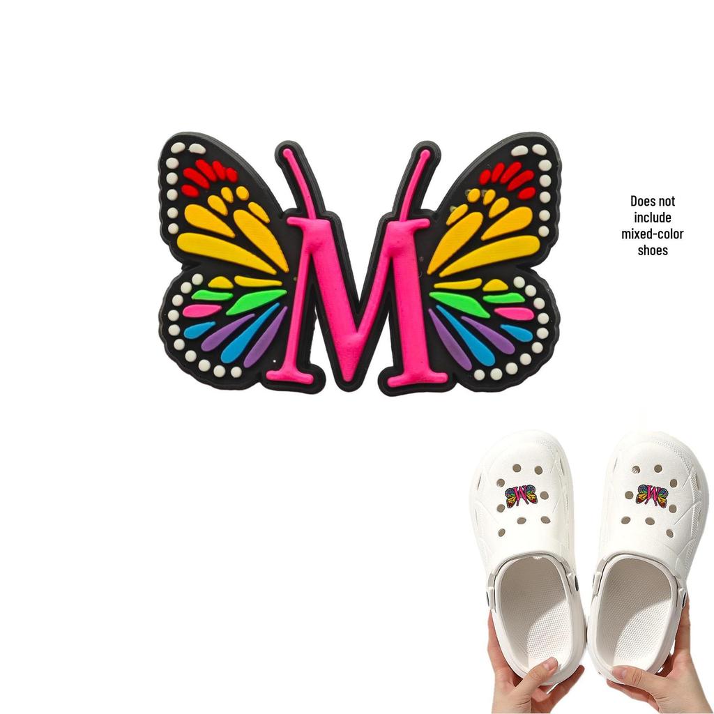 Cross-border Cute Detachable PVC Shoe Ornaments: Butterfly, Letter, Cartoon Designs for Festival and Party Shoes