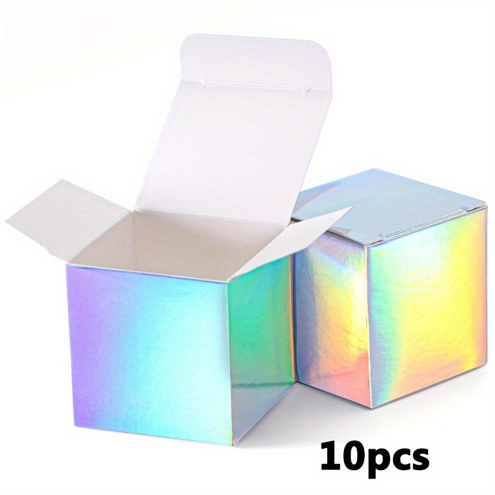 10pcs Square Laser Foldable Boxes Mini Gift Boxes Paper Boxes Iridescent Gift Boxes Candy Treat Boxes Favor Boxes Packaging Box Wedding Stuff Wedding