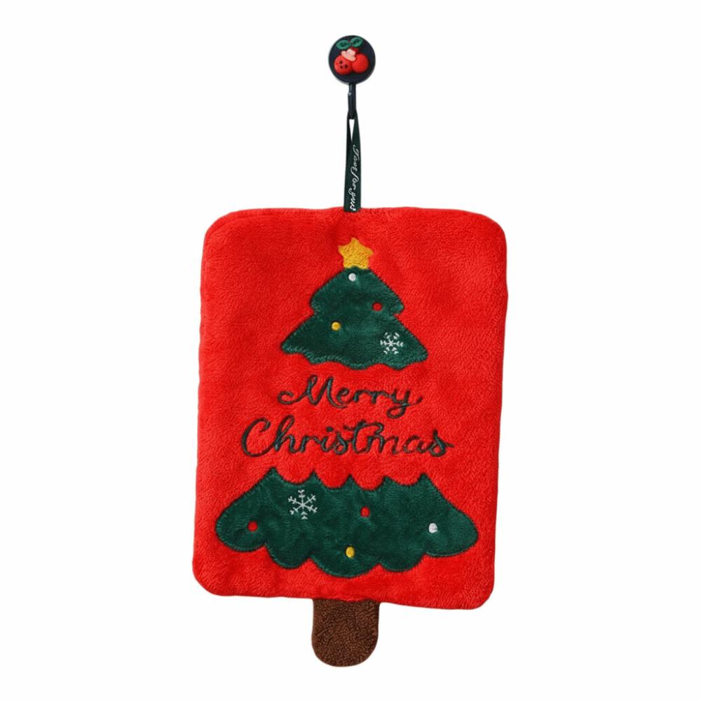 Water-Absorbent Christmas Hand Towel Thickened Kitchen Towels Coral Fleece Hand Towels  Kitchen Use