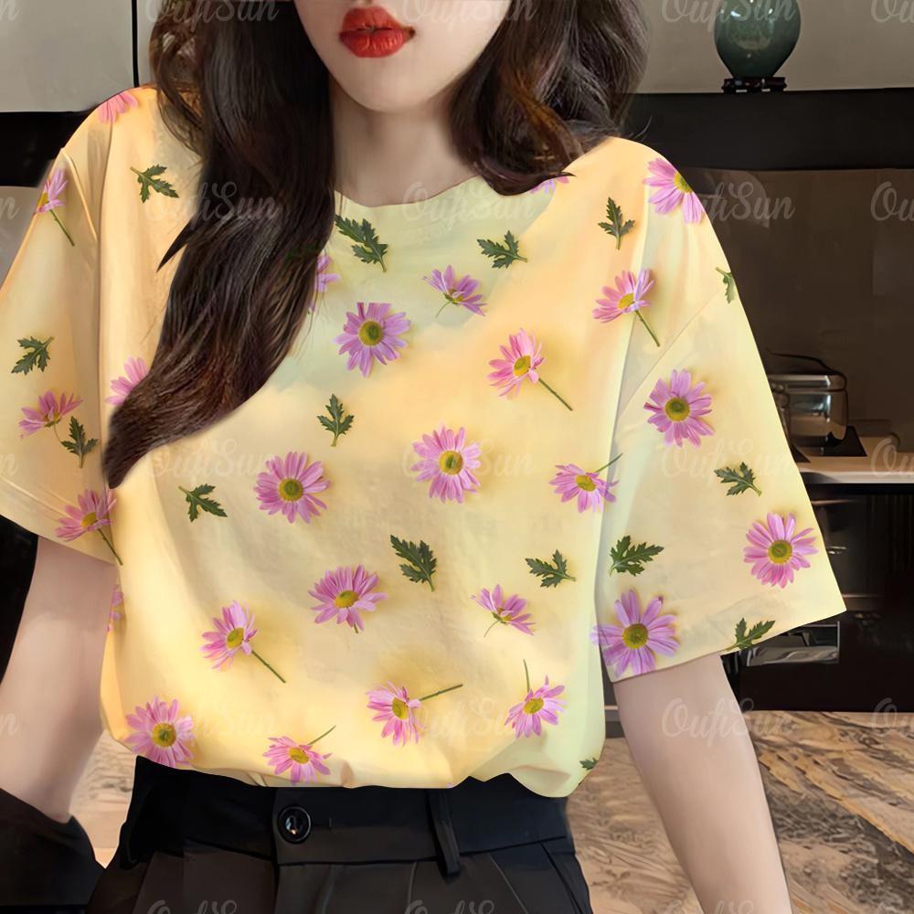 Women's Flower Pattern Women's T-shirt Summer