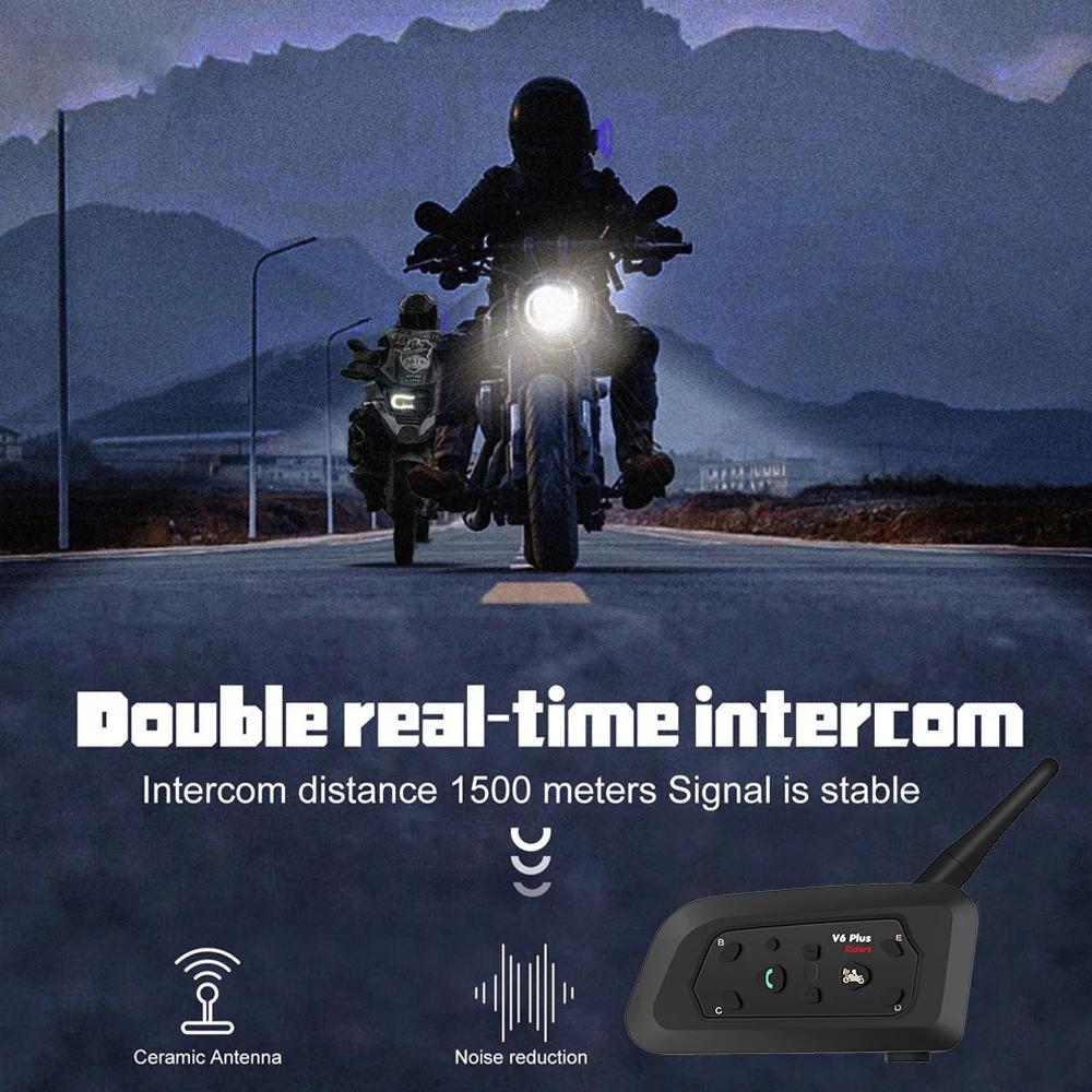 V6 Pro Motorradhelm-Gegensprechanlage – 1500 m Bluetooth 5.0-Headset mit DSP-Rauschunterdrückung, 6-Fahrer-System