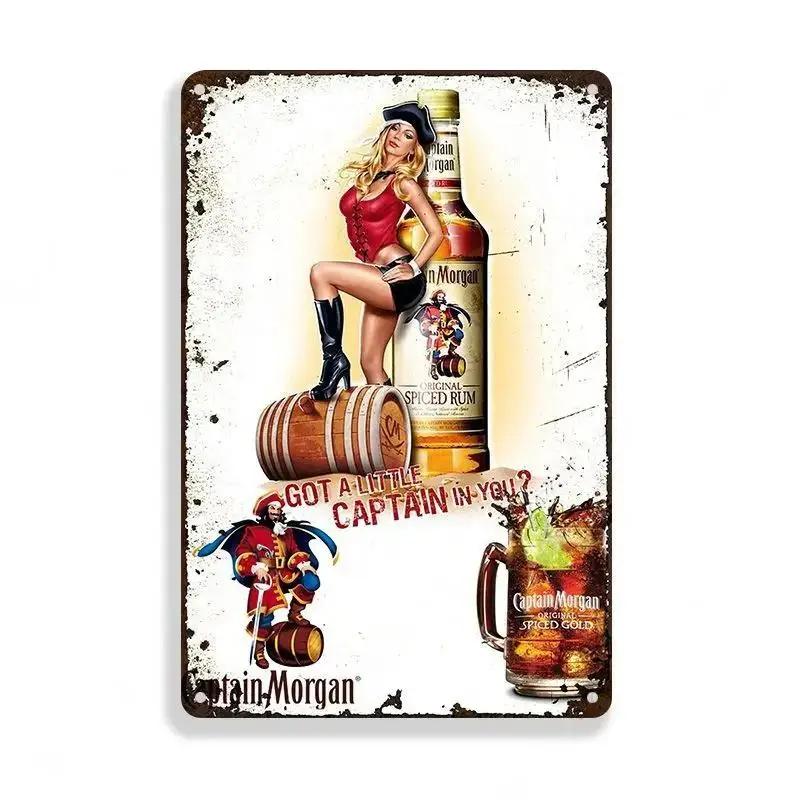 Vintage Rum Brand Metal Tin Sign Pin Up Girl Poster Metalowe znaki Man Cave Home Garage Metalowa tabliczka ścienna Dekoracja z blaszanego znaku