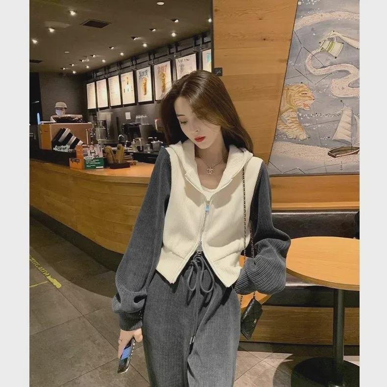 Women's Autumn Fashion Slim-Fit Sweatshirt & Wide-Leg Pants Two-Piece Set