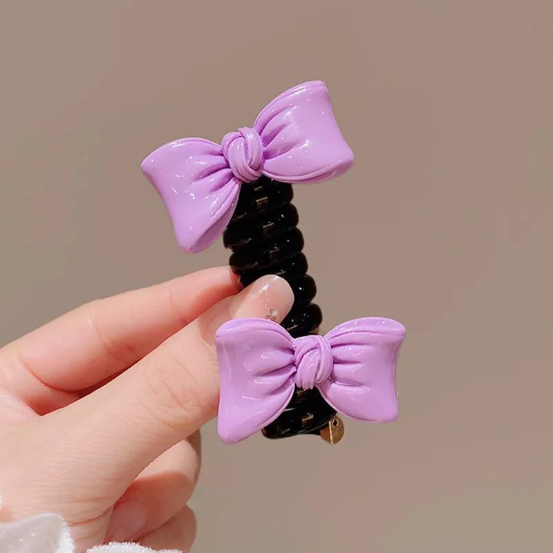 1PC New Lovely Beaded Big Flowers Elastic Spiral Hair Rope Head Rope Ponytail Hair Ring Rubber Band Headdress For Kids