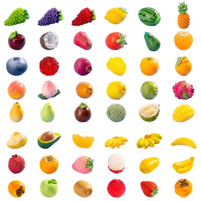 HyzaPhix Miniature Fruit Decorative 48 Fruit DIY Decorative Tabletop 3D Ornaments Parts, Pieces, Figurines, Accessories, Pendants, Keychains,