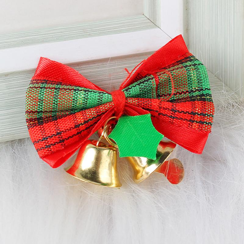 2Pcs Mini Christmas Bow With Bell Hanging Ornament for Xmas Tree Wreath Accessories Home Party New Year Gift 2025 Navidad