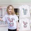 Personalized rabbit cartoon pattern summer boy and girl clothes cute, fashionable, Polyester comfortable short sleeved top