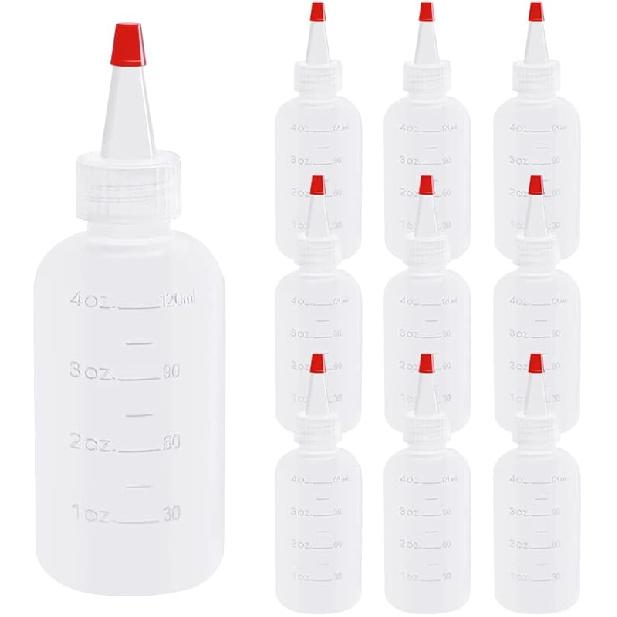 10 Pack 4 Ounce Plastic Squeeze Bottles With Caps Plastic Small Dispensing Bottles Crafts, Art, Glue, Kitchen 10 pack,4 oz