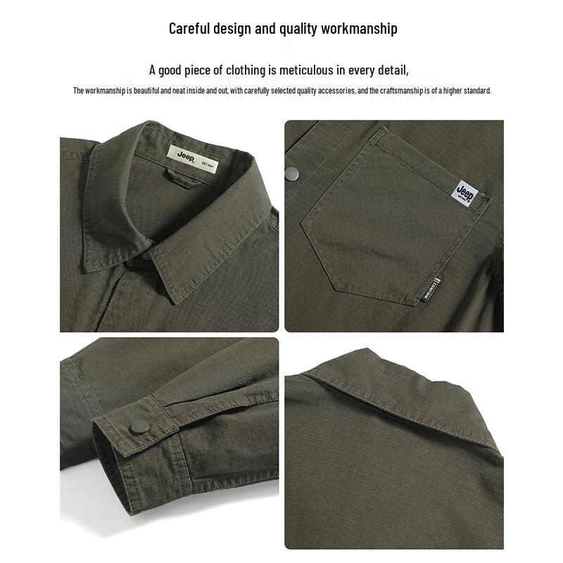 Jeep Men's Loose Fit Solid Long Sleeve Shirt