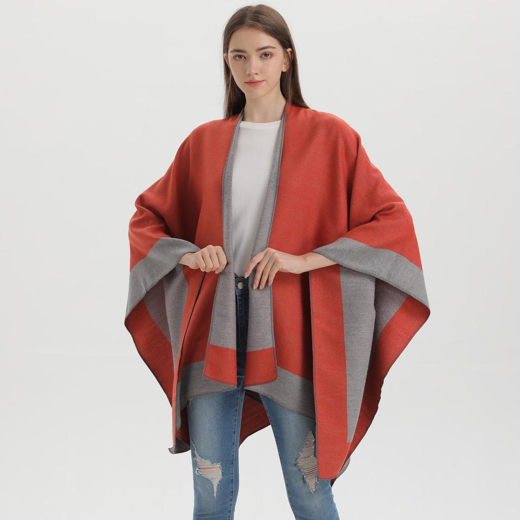 Dámská všestranná jarní šála šál jednobarevná - Pončo z imitace kašmíru pro všechna roční období