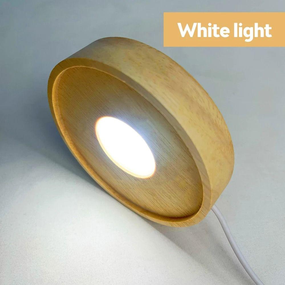 Wood Art Display Holder Round LED Light Dispaly Base Display Stand Night Lamp Base  Bedrooms