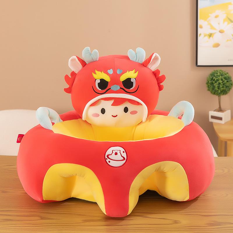 

Плюшевое сиденье-дракончик для обучения - Детский мультяшный диванчик против падений и стул для тренировки безопасности. 40x40x60x20 красный