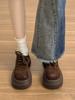 Retro Brown British Style Platform Small Leather Shoes Women's 2025 New Autumn Skirt Versatile French Deep Mouth Single Shoes