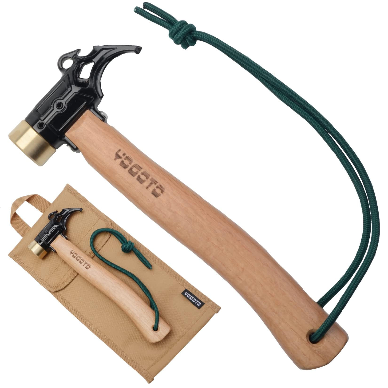 

YOGOTO Peg Hammer with Safety Cord, Compact Storage Case (3rd Generation Hammer - Brass Head)