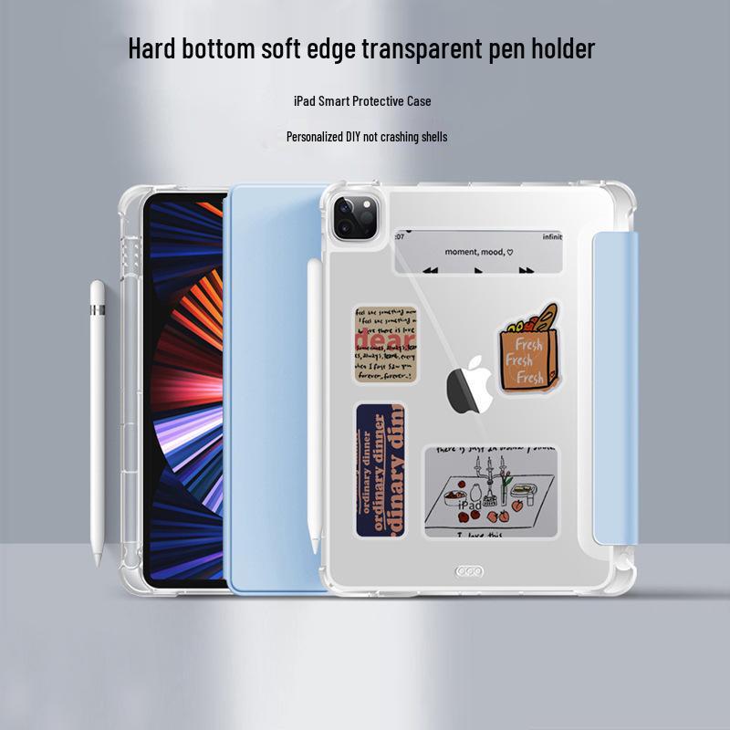 Acrylic Protective Case for Apple iPad 10.2/10.9/11 with Left Pen Slot and TPU Soft Edge
