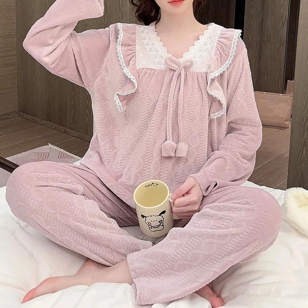 

Очень большие женские пижамы Бархатная женская зимняя одежда Пижамы женская домашняя одежда 6XL фиолетовый