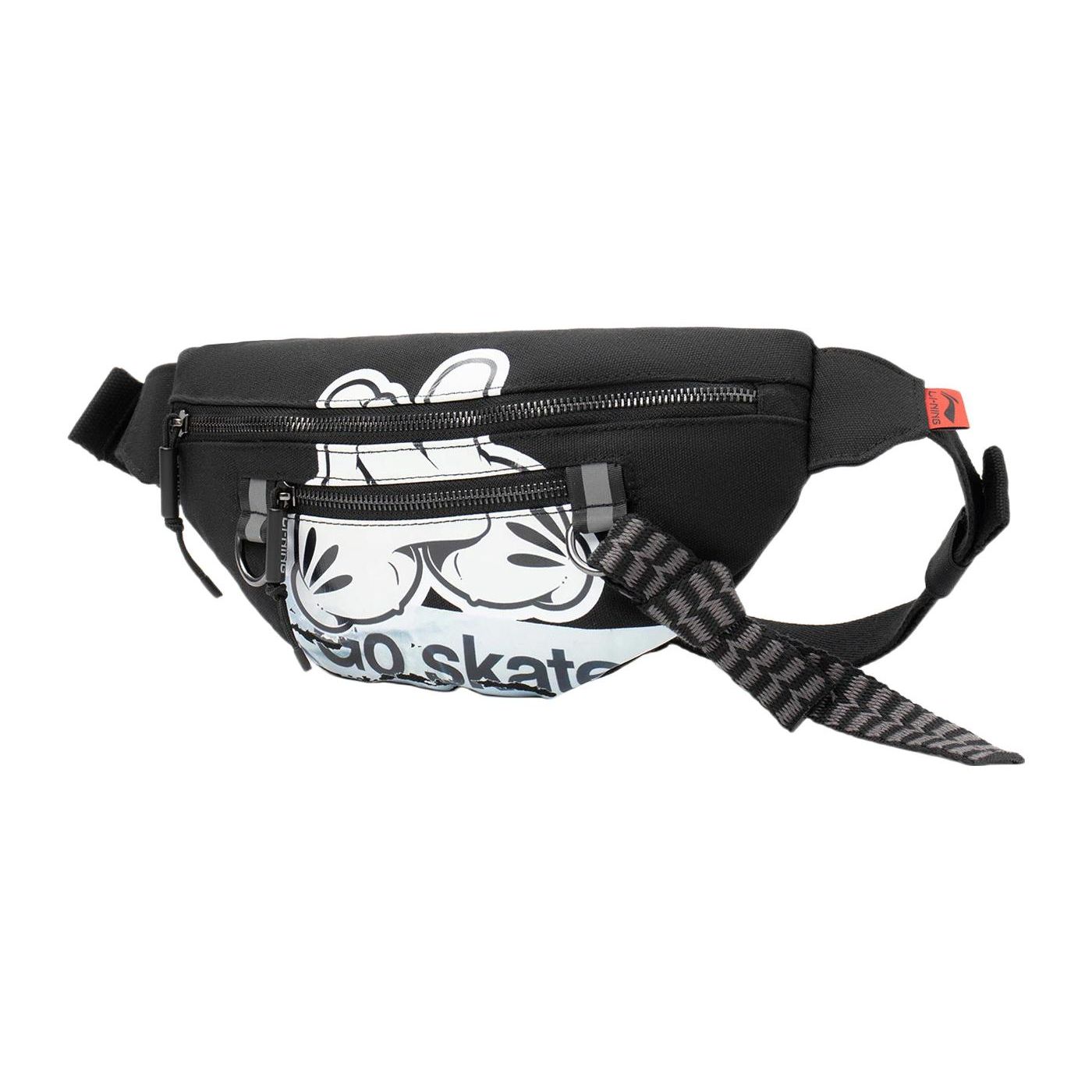 Li-Ning X OG-Slick Collaboration Skateboard Series Reflective Fabric Shoulder Crossbody Bag Unisex bags Black ABDS076-1 Black