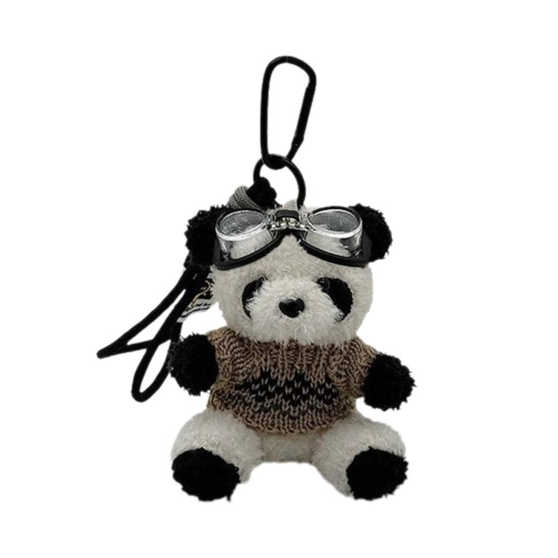 Pilot Panda Keyring Durable Bear Keychain for Bags and Keys Animal Pendant Decor
