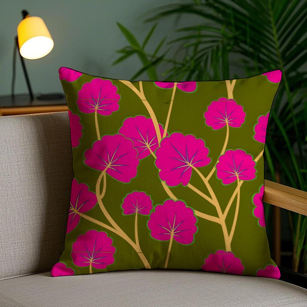 Flower Design Cushion Cover Soft Short Plush Double-Sided Printing Home Decor Machine Washable Pillow Case Gift