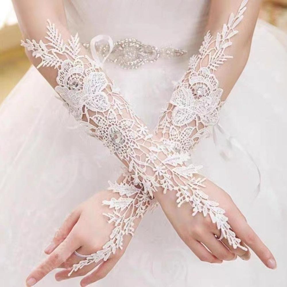 Fingerless Bridal Gloves Elegant Mesh Gloves Special Occasion Wedding Gloves  Opera Performance Style C