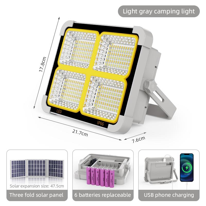 288LED Floodlight USB Rechargeable Camping Lamp IP66 Camping Lantern Solar Work Night Light Portable Outdoor Solar Flood Light