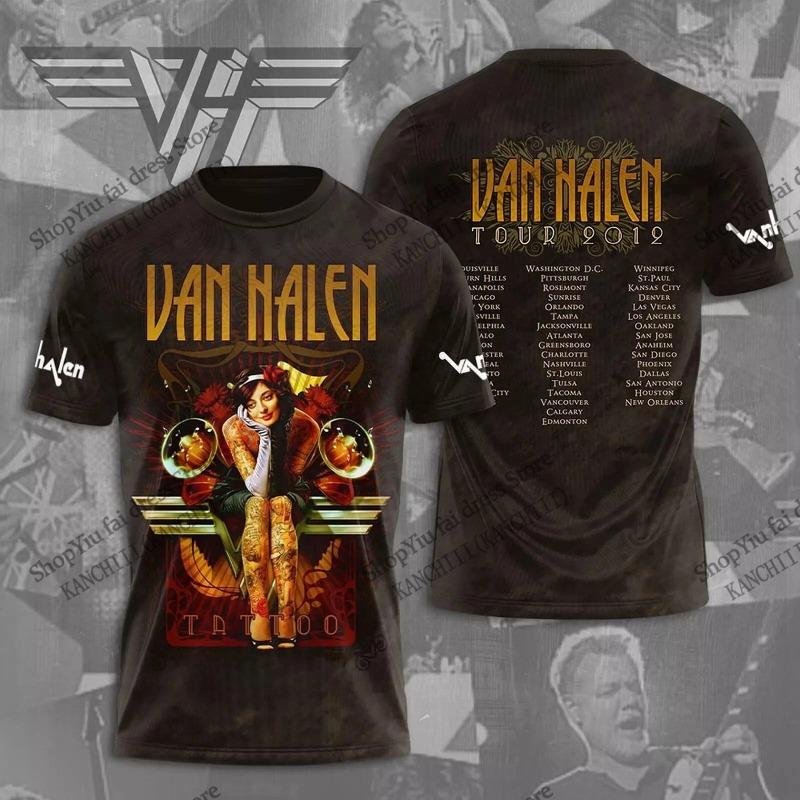 Vintage Rockband Van Halen 3D-Druck T-Shirt Herren Damen Mode Lässig Kurzarm-T-Shirt Kinder Oberteile T-Shirts Herrenbekleidung Fan Neu