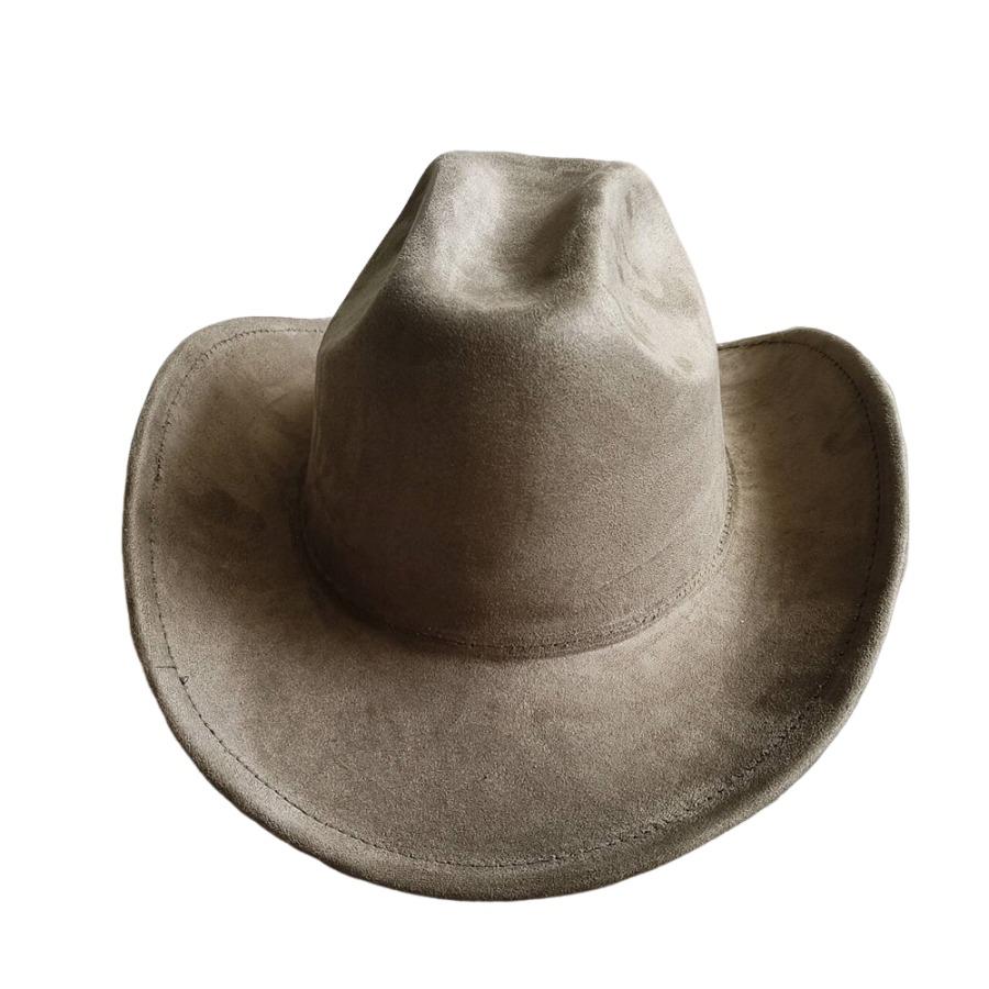 Cow Head Belt Suede Leather 7.5Cm Western Cowboy Fedora Hat Women'S Men'S Church Jazz Hat Fashion Travel Party Hat Denim Hat