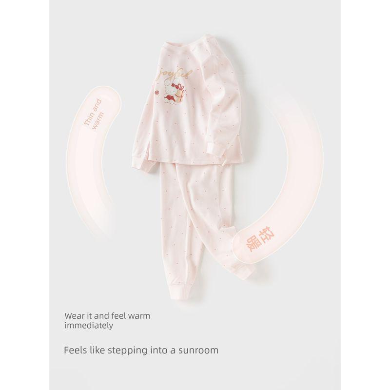 David Bella Girls' Autumn Clothing Set Christmas Children's Underwear Set Spring New Antibacterial Pajamas Warm Class a