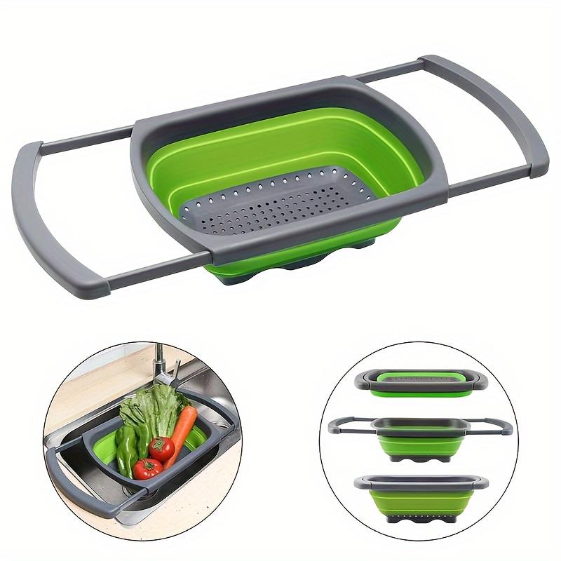 Foldable Extendable Plastic Colander - Kitchen Vegetable Fruit Washing Drain Basket Space-Saving Light Organizing Tool