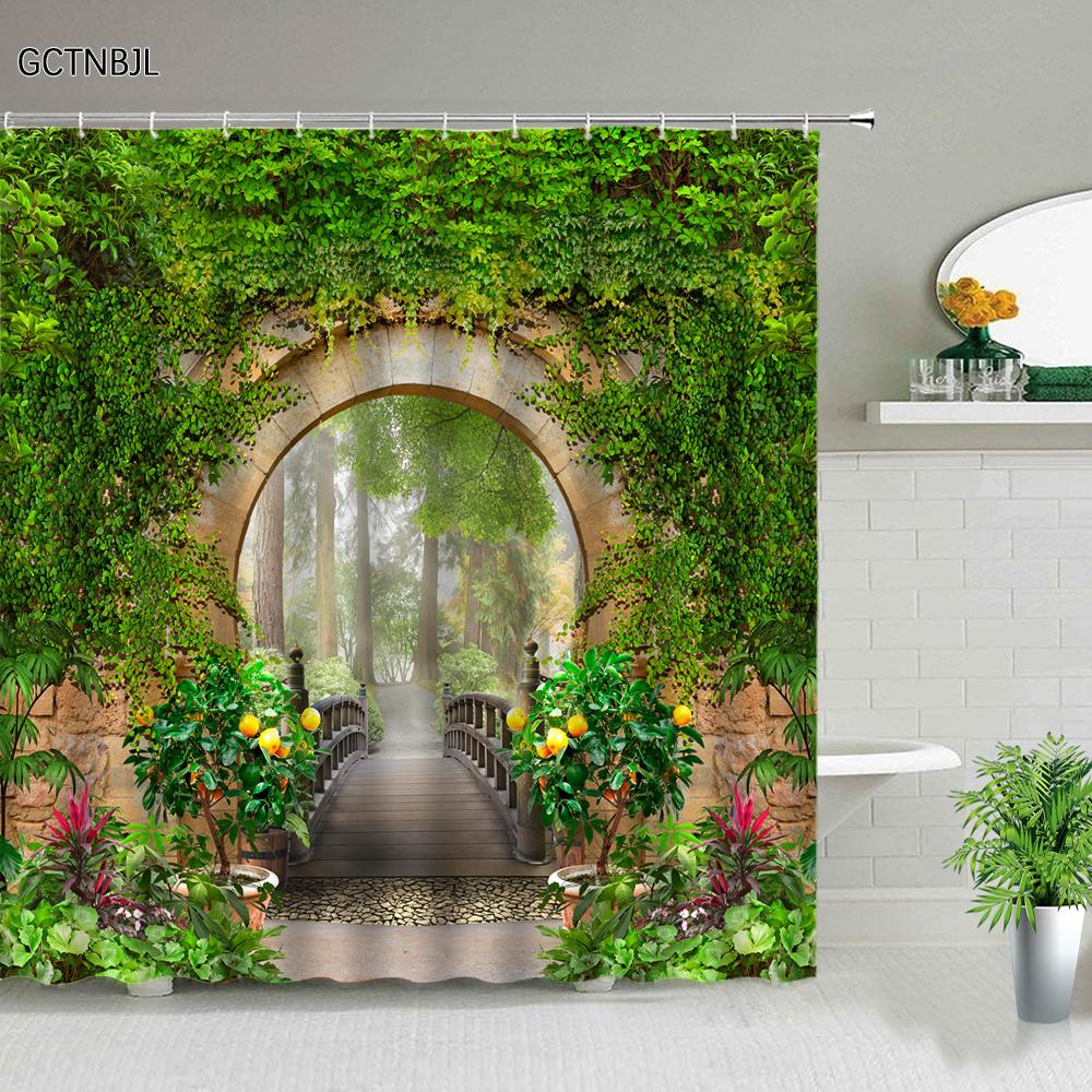3D European Rural Town Street Landscape Printing Shower Curtain For Bathroom Curtains Waterproof Polyester Home Decor With Hooks