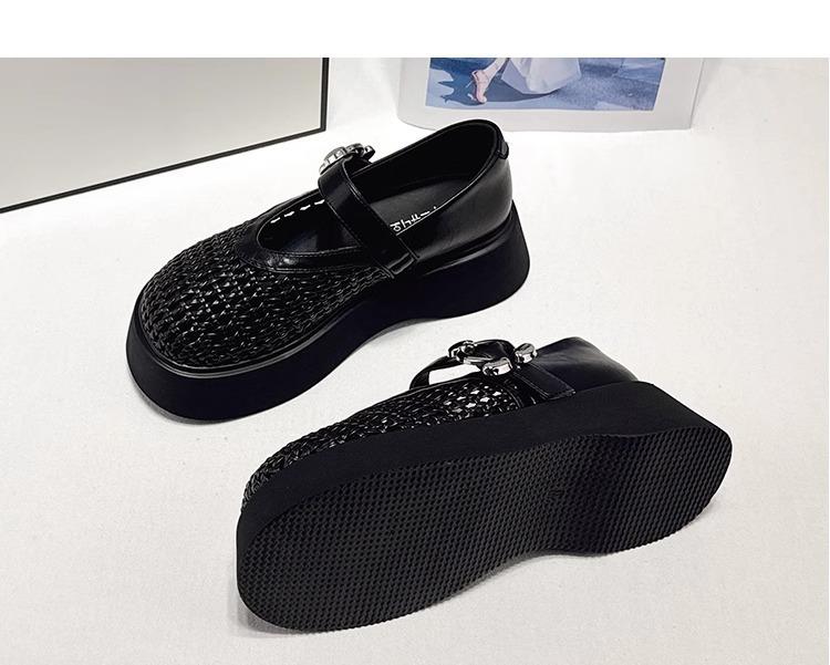 

Thick-soled woven Mary Jane shoes, children s summer hollowed-out skirt 2025 new popular evening sandals 40 чёрный