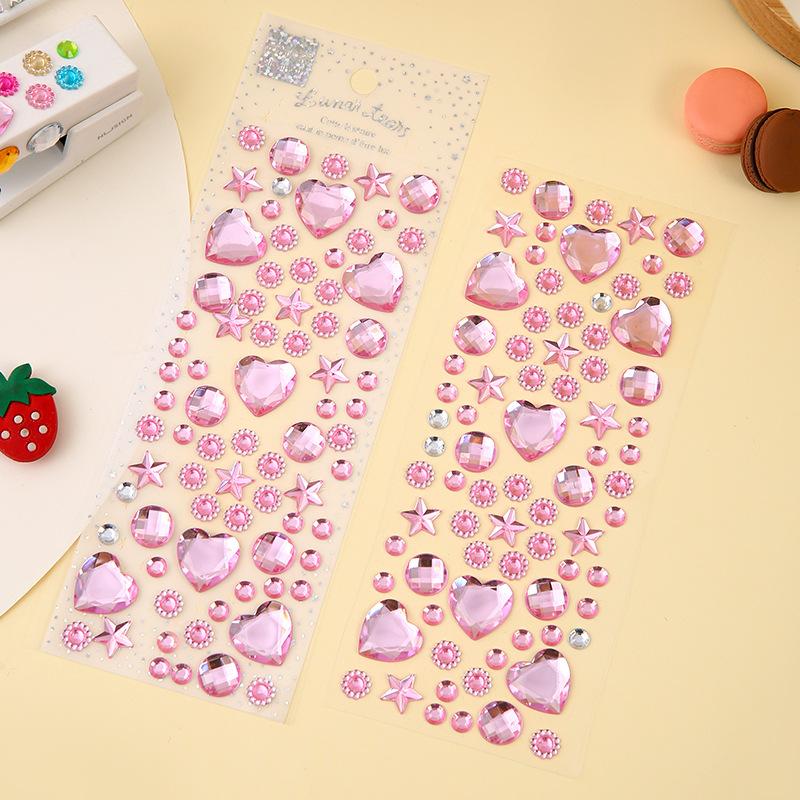 Love Heart Shaped Face Gem Sticker for Kids Diamond Acrylic Crystal Tattoo Stickers DIY Three-dimensional Rhinestone Decorations