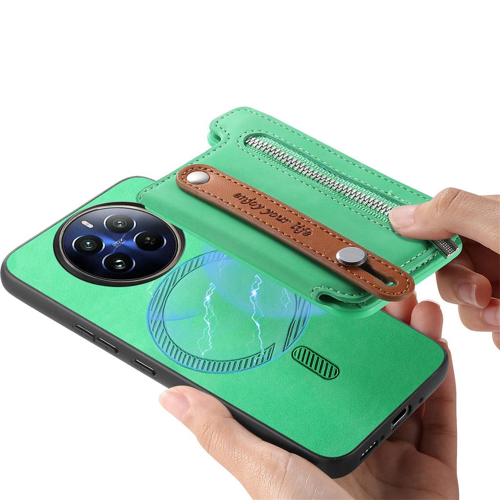 2 in 1 Detachable Magnetic Cards Solt Zipper Wallet Leather Wristband Case For OPPO Reno 13 Pro 5G 12 11F 11 A58 A78 Bag Cover