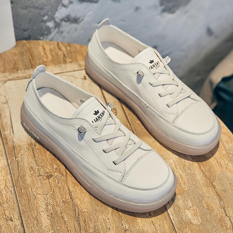 

Первый слой коровьей кожи маленькие белые туфли женские новые одинарные туфли универсальные кожаные туфли желе повседневные мягкая подошва 40