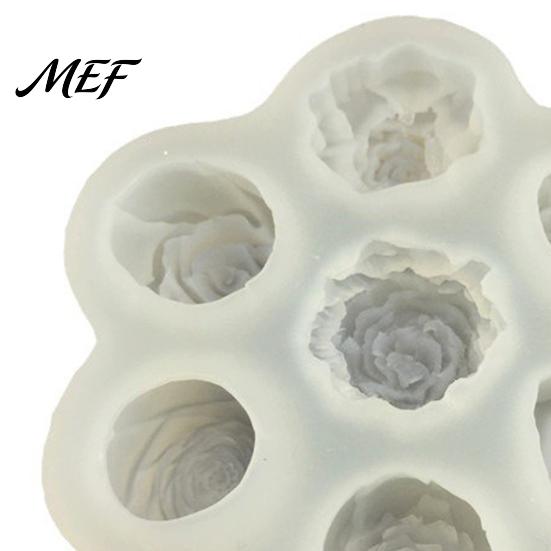 Flexible Silicone Bakeware Rose Peony Mold, 7 Cavities Baking Mold for Making Cake Professional Pastry Molds Chocolate Candle Soap, Non Stick