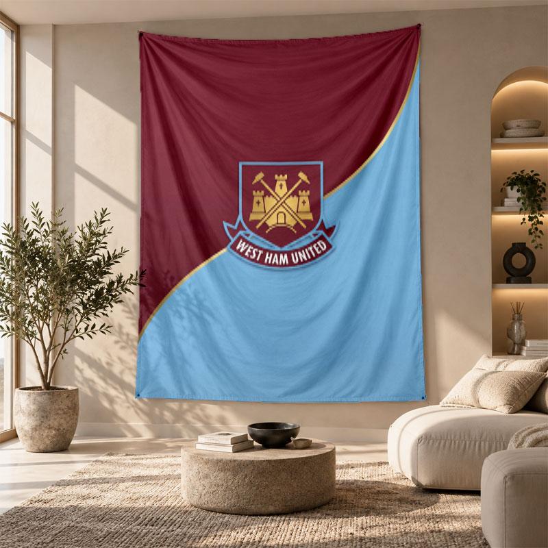 Arazzo Decorativo, Arte da Parete Stampato West Ham United Football, Appeso a Parete Leggero per Sfondo Camera da Letto