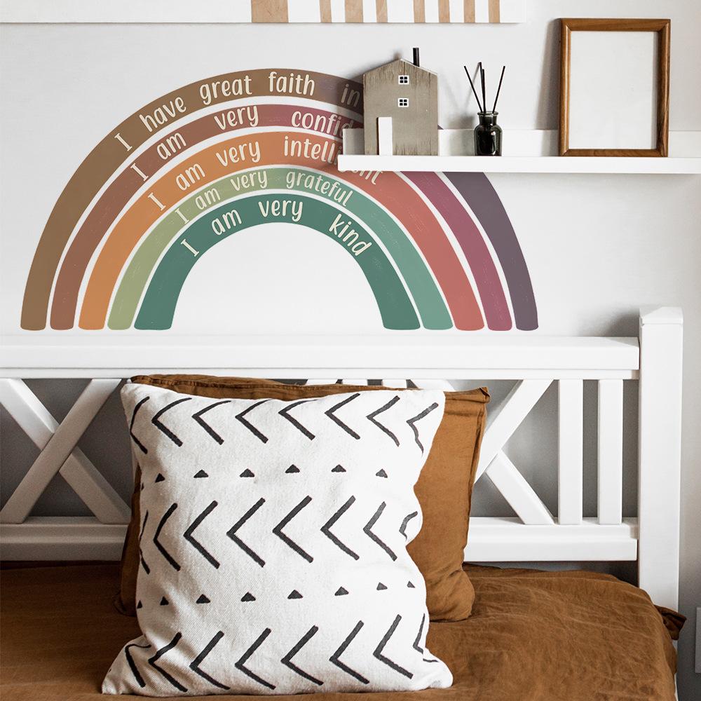 Inspirational English Slogans Rainbow Bedroom Living R Oom Entrance Hall Home Beautification Wall Stickers