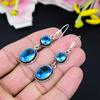 Swiss Blue Topaz Gemstone Handmade 925 Sterling Silver Earring 2.56" KG-416