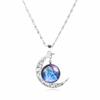 12 Zodiac Signs Glass Dome Crescent Moon Necklace for Women Aries Taurus Cancer Aquarius Pisces Necklace Fashion Party Jewelry