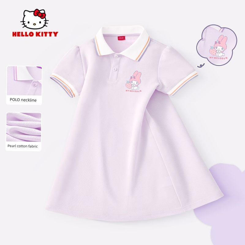 Hellokitty Girls' Dress 2025 New Style Elegant Girl Princess Dress Children's Summer Polo Dress
