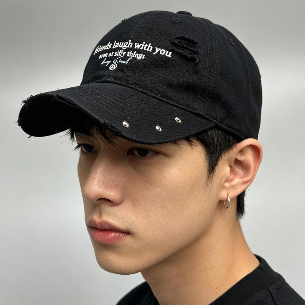 Spring And Autumn Street Rivet Embroidery Letter Baseball Cap Men'S And Women'S Sunshade Heavy Industry Wind Personality Cap