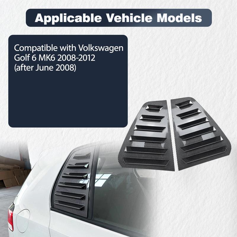 Pair Rear Side Window Trim Spoiler for Volkswagen VW Golf 6 MK6 2008-2012 Window Shutter Cover Louver Air Vents