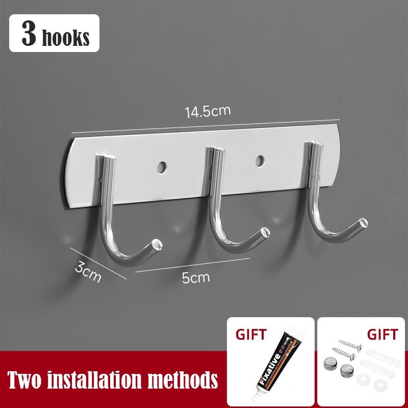 Stainless steel row hooks wall storage hooks kitchen bathroom hangers sturdy and durable holder